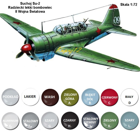 MODEL plastikowego samolotu do sklejania Suchoj Su-2 + podkład, farby akrylowe modelarskie, lakied do farb akrylowych... MODEL plastikowego samolotu do sklejania Suchoj Su-2 + podkład, farby akrylowe modelarskie, lakied do farb akrylowych...