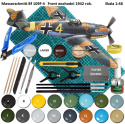 MODEL samolot do sklejania Messerschmitt Bf 109F-4 , mata do cięcia samogojąca A3, zestaw farb akrylowych do modeli, podkład..