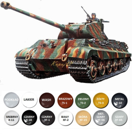 MODEL do sklejania czołg Panzer Kampfwagen VI Tiger II, Porsche Turret, King Tiger, Tygrys Królewski, skala 1:35, farby ..