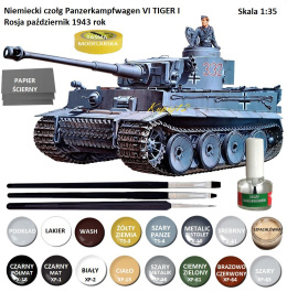 Model do sklejania czołg do sklejania Panzerkampfwagen VI Tiger I, Tygrys I , skala 1:35 + klej, pędzel x3, farby, podkład...