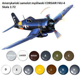 MODEL plastikowego samolotu do sklejania Corsair F4U-4, podkład, farby akrylowe matowe do modeli, podkład do farb akrylowych..