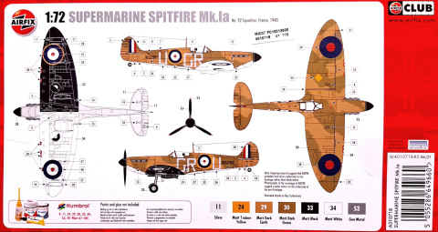 PLASTIKOWY MODEL samolotu do sklejania Spitfire Mk.Ia + podkład, farby akrylowe matowe do modeli, podkład do farb akrylowych.. PLASTIKOWY MODEL samolotu do sklejania Spitfire Mk.Ia + podkład, farby akrylowe matowe do modeli, podkład do farb akrylowych..