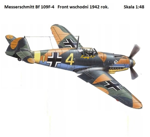 MODEL samolotu Messerschmitt Bf 109F-4 + personel 1:48 , klej, farby akrylowe, podkład do modeli, lakier błyszczący...... MODEL samolotu Messerschmitt Bf 109F-4 + personel 1:48 , klej, farby akrylowe, podkład do modeli, lakier błyszczący......