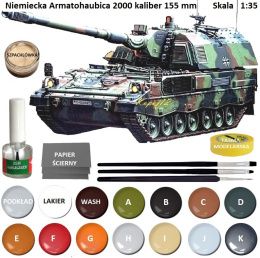 PLASTIKOWY MODEL Armatohaubica 2000, Haubica samobieżna, Klej do modeli, farby do modeli akrylowe matowe, lakier, podkład...