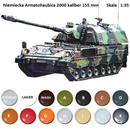 PLASTIKOWY MODEL Armatohaubica 2000, Haubica samobieżna, farby do modeli akrylowe matowe, lakier, podkład...
