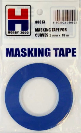 Taśma maskująca modelarska papierowa do odcinania kolorów, do krzywizn, masking tape Hobby 2000 80011 2 mm