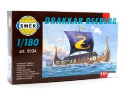 PLASTIKOWY Model łodzi Wikingów Drakkar Oseberg skala 1:180 + zestaw farb modelarskich z fabą podkładową....