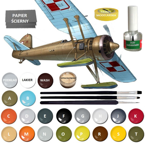 Model plastikowy samolot do sklejania PZL P.11c + klej, podkład, farby akrylowe matowe do modeli, lakier.. Model plastikowy samolot do sklejania PZL P.11c + klej, podkład, farby akrylowe matowe do modeli, lakier..