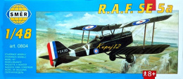 Model plastikowy samolot do sklejania Royal Aircraft Factory S.E. 5A + mata A3, klej modelarski, podkład, farby akrylowe matowe.