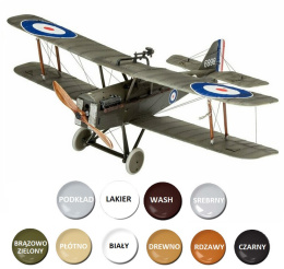Model plastikowy samolot do sklejania Royal Aircraft Factory S.E. 5A + podkład, farby akrylowe matowe do modeli, lakier..