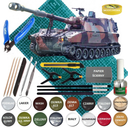CZOŁG, amerykańska haubica samobieżna M109 + mata modelarska A3, klej, 3 pędzelki, farby, podkład, lakier, skala 1:35