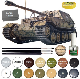 CZOŁG, działo model do sklejania, Sd. Kfz. 184 Panzerjager niszczyciel czołgów + klej, 3 pędzle, farby, podkład, lakier, 1:35