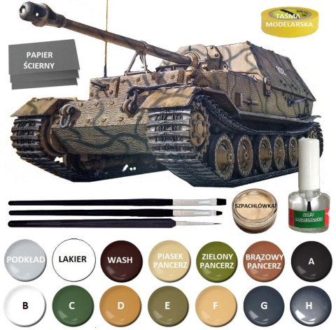 CZOŁG, działo model do sklejania, Sd. Kfz. 184 Panzerjager niszczyciel czołgów + klej, 3 pędzle, farby, podkład, lakier, 1:35 CZOŁG, działo model do sklejania, Sd. Kfz. 184 Panzerjager niszczyciel czołgów + klej, 3 pędzle, farby, podkład, lakier, 1:35