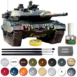 MODEL do sklejania czołg Leopard 2 A6/A6NL + Farby, lakier, podkład, wash