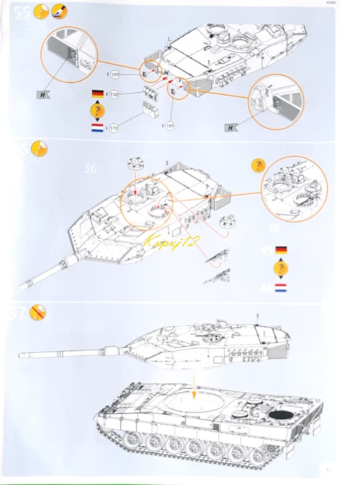MODEL czołgu do sklejania Leopard 2 A6/A6NL + mata modelarska samogojąca A3, farby, lakier, podkład, wash, pędzle, taśma.. MODEL czołgu do sklejania Leopard 2 A6/A6NL + mata modelarska samogojąca A3, farby, lakier, podkład, wash, pędzle, taśma..
