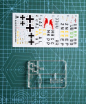 MODEL niemieckiego samolotu do sklejania Bf 110 C Zerstorer + mata modelarska A3, klej, pędzle, podkład, farby, lakier..