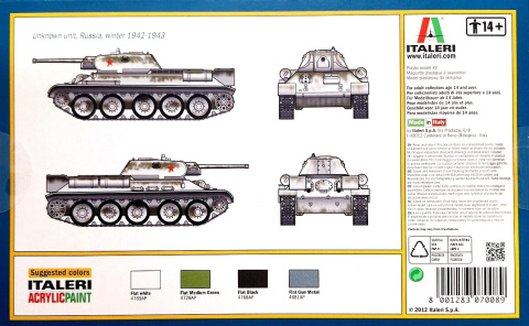 MODEL plastikowy czołg do sklejania T-34/76 +podkład, lakier, farby akrylowe modelarskie, wash do imitacji zabrudzeń MODEL plastikowy czołg do sklejania T-34/76 +podkład, lakier, farby akrylowe modelarskie, wash do imitacji zabrudzeń