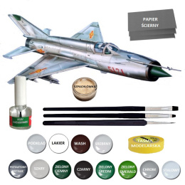 MODEL samolotu do sklejania Mig-21 Wietnam + klej, podkład, farby, lakier, 3 pędzelki....