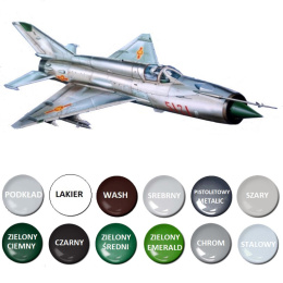 MODEL samolotu do sklejania Mig-21 + podkład, farby, lakier..