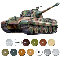 PANZER Tiger II Ausf .B King Tiger zestaw z farbami. Ardeny 1944 rok.