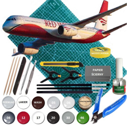 PLASTIKOWY model do sklejania samolot pasażerski Tu-204-100 skala 1:144 + mata A3, klej, zestaw farb do jego wykończenia.....
