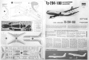 PLASTIKOWY model do sklejania samolot pasażerski Tu-204-100 w skali 1:144, oraz klej, zestaw farb do jego wykończenia.....