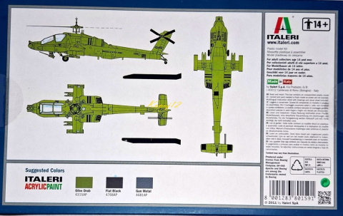 AH-64A APACHE Amerykański szturmowy śmigłowiec Model do sklejania+Mata,farby, lakier, klej, pędzle, narzędzia AH-64A APACHE Amerykański szturmowy śmigłowiec Model do sklejania+Mata,farby, lakier, klej, pędzle, narzędzia