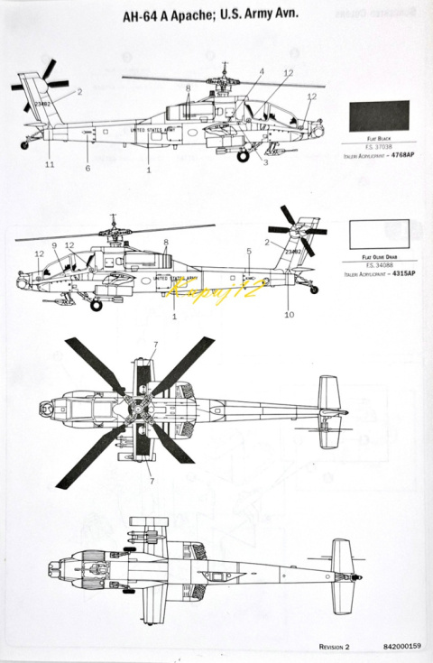 AH-64A APACHE Amerykański szturmowy śmigłowiec Model do sklejania+farby, lakier, wash AH-64A APACHE Amerykański szturmowy śmigłowiec Model do sklejania+farby, lakier, wash