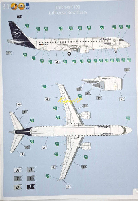 EMBRAER 190 Pasażerski samolot model do sklejania samolotu Farby, klej , pędzle EMBRAER 190 Pasażerski samolot model do sklejania samolotu Farby, klej , pędzle