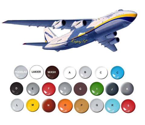 MODEL do sklejania samolotu Antonow An-124 Ruslan Zestaw: farba podkładowa, farby, lakier, wash MODEL do sklejania samolotu Antonow An-124 Ruslan Zestaw: farba podkładowa, farby, lakier, wash