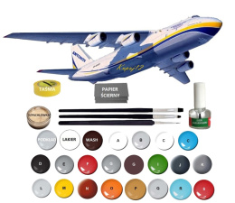 MODEL do sklejania samolotu Antonow An-124 Ruslan Zestaw: farby, lakier, wash, klej, pędzle