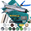 MODEL samolotu do sklejania Mig-21 Wietnam + mata modelarska A3, klej, podkład, farby, lakier, 3 pędzelki....