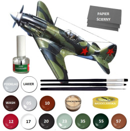MODEL samolotu do sklejania Mig-3 + klej, 3 pędzle, podkład, farby, lakier..