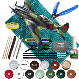 MODELl samolotu do sklejania Mig-3 + mata A3 samogojąca modelarska, klej, 3 pędzle, podkład, farby, lakier..