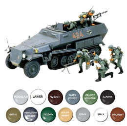 NIEMIECKI transporter opancerzony Hanomag Sdk.Fz.251 + farby, podkład, lakier, skala 1:35
