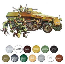 NIEMIECKI transporter opancerzony Hanomag Sdk.Fz.251 + farby, podkład, lakier, skala 1:35