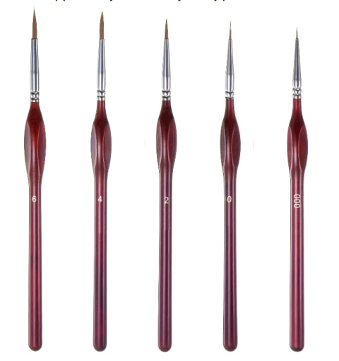 Pędzle, pędzelki, Zestaw 5 pędzli okrągłych modelarskich premium z drewnianą, ergonomiczną rączką. Rozmiary: 000, 0, 2, 4 ,6. Pędzle, pędzelki, Zestaw 5 pędzli okrągłych modelarskich premium z drewnianą, ergonomiczną rączką. Rozmiary: 000, 0, 2, 4 ,6.
