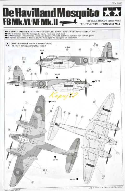 DE HAVILLAND Mosquito FB Mk.VI/NF Mk.II plastikowy model do sklejania samolotu+ farby, lakier DE HAVILLAND Mosquito FB Mk.VI/NF Mk.II plastikowy model do sklejania samolotu+ farby, lakier