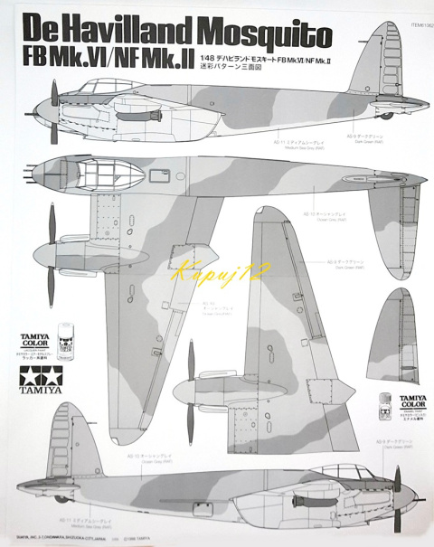 DE HAVILLAND Mosquito FB Mk.VI/NF Mk.II plastikowy model do sklejania samolotu+ farby, lakier DE HAVILLAND Mosquito FB Mk.VI/NF Mk.II plastikowy model do sklejania samolotu+ farby, lakier