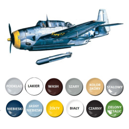 MODEL amerykańskiego samolotu torpedowo-bombowego Grumman TBF-1 Avenger + farby, podkład i inne dodatki.......