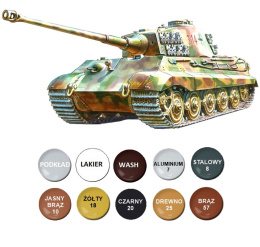 KING Tiger Ausf. B Niemiecki ciężki czołg Zestaw: farby, lakier, wash