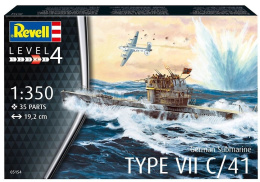 MODEL niemiecki okręt podwodny U-Boot TYPE VII C/41 skala 1:350 + zestaw farb modelarskich z fabą podkładową....