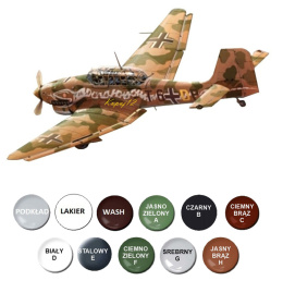 MODEL samolot do sklejania Junkers Ju-87 B2R2 Stuka+ podkład, farby, lakier, wash