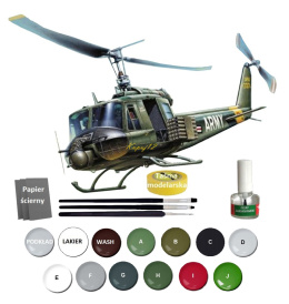 MODEL śmigłowca Bell UH-1B Huey+ klej, pędzle, farby, lakier, wash