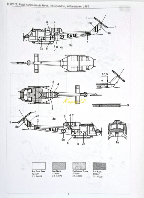 MODEL śmigłowca Bell UH-1B Huey+ klej, pędzle, farby, lakier, wash MODEL śmigłowca Bell UH-1B Huey+ klej, pędzle, farby, lakier, wash