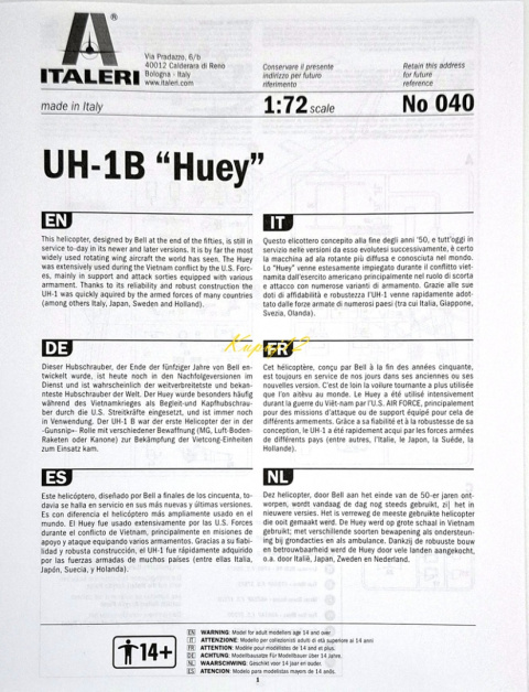 MODEL śmigłowca Bell UH-1B Huey+ mata, klej, pędzle, farby, lakier, wash MODEL śmigłowca Bell UH-1B Huey+ mata, klej, pędzle, farby, lakier, wash