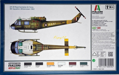 MODEL śmigłowca Bell UH-1B Huey+ podkład, farby, lakier, wash MODEL śmigłowca Bell UH-1B Huey+ podkład, farby, lakier, wash