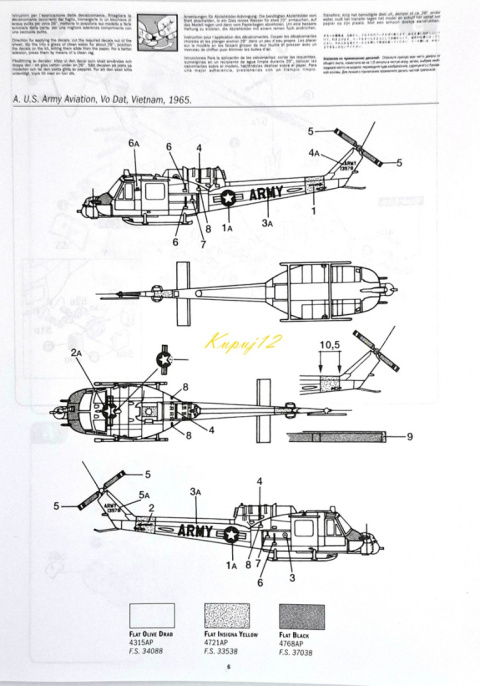 MODEL śmigłowca Bell UH-1B Huey+ podkład, farby, lakier, wash MODEL śmigłowca Bell UH-1B Huey+ podkład, farby, lakier, wash