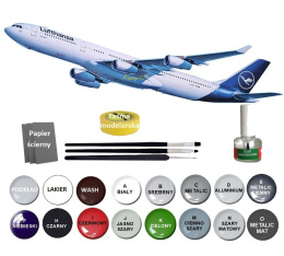 AIRBUS A340-300 duży plastikowy model do sklejania samolotu pasażerskiego + farby....