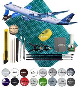 AIRBUS A340-300 duży plastikowy model do sklejania samolotu pasażerskiego + farby....
